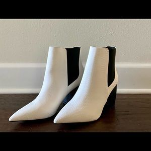 Brand New Kittenish White/ Black Snakeskin Booties